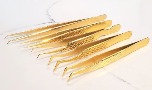 Gold Diamond Precision Isolation Volume Tweezers - Pro Eyelash Extensions